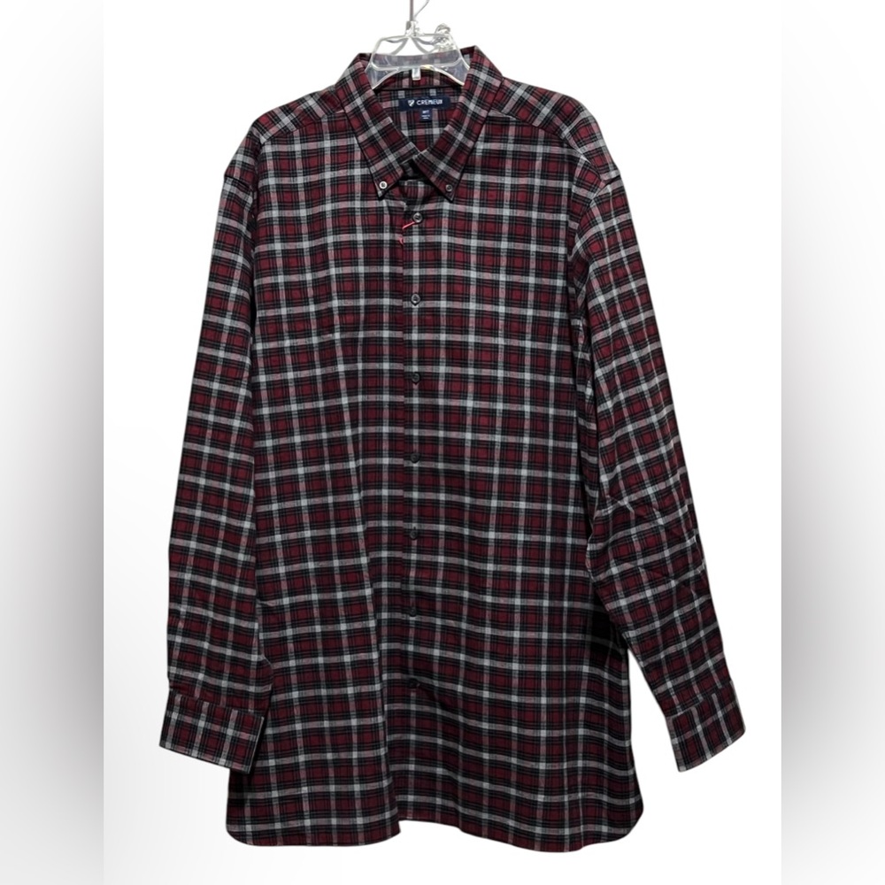 NWT Cremieux Men’s Size 3XT Tall Man Cotton Shirt Plaid Cabernet $99.50